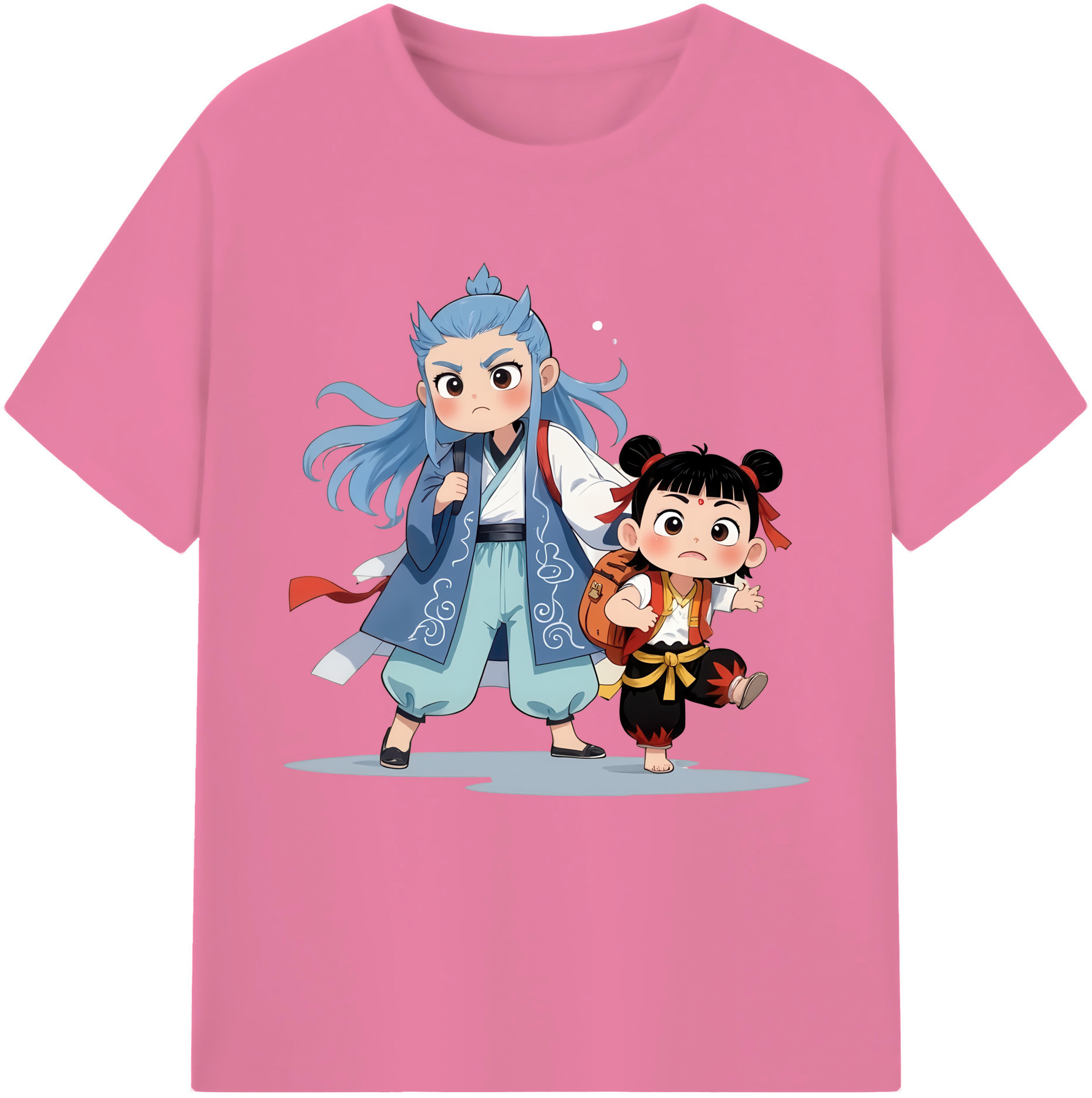 （画像用） Ne Zha 2 ナタ 魔童の大暴れ 綿100％半袖Tシャツ（フロントプリント）